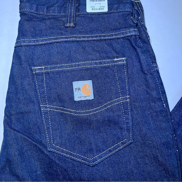 Carhartt Flame Resistant Work Jeans Straight Leg Durable Rugged Cotton Dark Wash - Picture 2 of 14